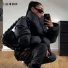 Women Down Parkas Winty Oversizezed Black Bubble Płaszcze Kobiety Fashion zamek błyskawiczny kołnierz puffer Krótki kurtki High Street Emporter Casual Parkha 221010