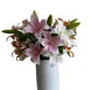 E￩n faux bloem lange stam 3D printing lily 3 koppen per stuk simulatie real touch lilium brownii voor bruiloft centerpieces