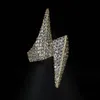 14K Gol en or blanc diamant éclair anneaux glacés sur bling bling masculine hip hop ring de luxe