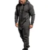 Mens Tracksuits Mens Onesie Macacão Pijama Manga Longa Sweatpants Pure Color Splicing Outono Inverno Casual Hoodie Masculino Zipper Macacão Pano 221010