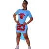 Designer Womens Casual Dress Sexig Short Sleeve Letter Tryckta delade klänningar Oregelbunden kort front lång bakre kjol