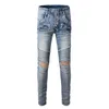 Jeans de grife de grife de grife grande e alto com jeans de buraco para homem skinny rock moto