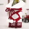 Christmas Decorations 1pc/3pcs Fluffy Sweater Collar Ball Knitting Wool Wine Bottle Cover Year Party Champagne Bundle Pocket Table Decor