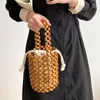 Evening Bags Summer Women Handbag 2022 Women's Portable Bucket Bag Drawstring Hand Woven Fashion Wooden Bead Beach