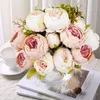 Faux Floral Greenery 1bunch Европейский искусственный пиони цветы шелковые фальшивые цветы Свадебная вечеринка дома