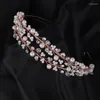 Headpieces tiara bruiloft hoofdtooi glanzende strass pearl luxe hoofdband elegante vrouwen haar sieraden set bruidsaccessoires