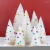 Christmas Decorations 15/20/25/30cm Mini Tree White Pine Sisal Silk Cedar With Colorful Bells For Home Year Xmas Table Ornaments Gifts
