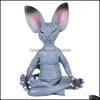 Dekorativa objekt Figurer Dekorationer Objekt och statyer nyckfull Buddha Cat Staty Meditation Sphinx Drop Delivery 2022 Home G DHF1N