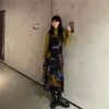 Tweedelige jurk Harajuku Retro Oil Painting Lange rok T -shirt Twee delige pak Mode Vrouw Y2K Tie Dye Printing Print Suspender Dres 221010