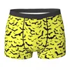 Caleçon Design Gothique Sous-Vêtements Chauve-Souris Imprimé Jaune Boxershorts Trenky Boxer Extensible pour Homme Brief Cadeau d'Anniversaire