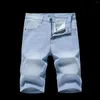 Mäns jeans 2022 Summer Thin Bermuda Masculina Business Casual Pantalones Cortos Men ropa högkvalitativ fast färg stor storlek denimshorts