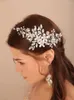 Coiffes mode perle cristal rinestone alliage fleur bande nuptiale bandeau accessoires de cheveux de mariage fait à la main