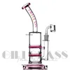 10 polegadas duplas honeycomb bongud bong bong cuba de ￡gua 5 mm de espessura plataformas de ￡gua de cabe￧a de dois tubos de bubbler de percolator com barro de quartzo