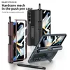 Fundas magnéticas Mech para Samsung Galaxy Z Fold 4, funda protectora de pantalla de película de vidrio, cubierta con bisagra y soporte para bolígrafo