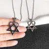 Pendant Necklaces Unisex Men's Women's Heartagram Star Heart Him Silver Pewter Round Bead Chain Necklace Trendy Jewelry Birthday