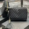 Lou cameratas van gewatteerd suède leer Designer verwijderbare kwast Crossbody Y-gewatteerde doorgestikte camera's Metalen hardware Schoudertas met ritssluiting Portemonnee