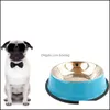 Dog Bowls Feeders Sublimation Bowl Personalized Name Cat Dog Stainless Steel Color Pet Non-Slip Durable Feeder Water Drop Delivery 2 Dhcly