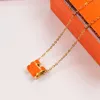 CNC Versão alta colares de pingentes de prata H Colar de carta feminina em forma de H fêmea POP POP OVAL 18K Luxo Chain de Clavícula de Esmalte Rosa de Goldes Rosa