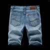 Mäns jeans 2022 Summer Thin Bermuda Masculina Business Casual Pantalones Cortos Men ropa högkvalitativ fast färg stor storlek denimshorts