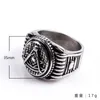 Титановая нержавеющая сталь Серебряное серебро, Мастер Масонский кольцо, уникальный дизайн для мужчин ретро панк -масоны кольцо масоны