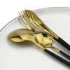 Flatware Sets 16Pcs Black Mirror Cutlery Set 18/10 Stainless Steel Dinnerware Kitchen Tableware Knife Fork Spoon Dinner Gift Box