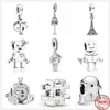 925 STERLING Gümüş Dungle Charm Kadın Boncuklar Yüksek Kaliteli Takı Hediye Toptan Uçak Robot Küçük Kız Kuş Kafesi Boncuk Fit Pandora Bilezik DIY 1772344