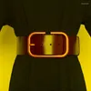 Ceintures femmes ceinture en cuir véritable concepteur large Cummerbund rétro carré boucle en métal taille Chic robe fête ceintures ceintures