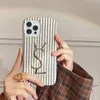 Designer Case For IPhone 14 Pro Max 13P 12 11 Luxury Stripe Pattern Mobile Phone Cases Retro Golden Letters Phonecase Shockproof Cover Shell