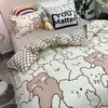 Conjuntos de roupas de cama Conjunto de roupas de cama de primavera desenho animado de moda Crianças solteiras Double Queen Size lençol plano Tampa de edreca de travesseiro de cama Têxtil caseira 221010