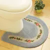 Carpets 50x50cm U-Shaped Floral Bathroom Carpet Anti-Slip Bath Mats Area Rugs Toilet Pedestal Floor Home El Decor