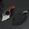 H1013 Mini Small Axe Knife Damascus Stal Blade Full Tang Ebony uchwyt EDC Pocket Naszyjnik z Kydex