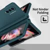 Matte rustningssaker f￶r Samsung Galaxy Z Fold 4 Fall Glass Film Sk￤rmskydd Pen Slot H￥rt omslag