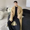 Men's Wool Winter Thicken Korean Style Long Trenchcoat Men Trench Coat Outerwear Man Japan Streetwear Vintage Woolen Jacket Overcoat