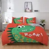 Bettwäsche-Sets 3D-Dinosaurier-Familien-Bettwäsche-Set für Kinder, Cartoon-bedruckte Bettdecke, Einzel-Jungen-Bettbezug-Set, Einzelbett-Bettwäsche 221010