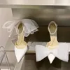 Zapatos de vestir Sandalias con nudo de mariposa grande Mujer Verano 2022 Tacones altos Bombas para mujer Zapatos de diseñador en punta Mary Janes Zapato de boda de estilete sexy T220927