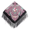 Sciarpe 90/90 cm Sciarpa nazionale russa per le donne Fiore Stampato in cotone Scialle Bandana Fazzoletto Lady Foulard con frange Hijab2546702