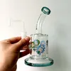 Narguilés en verre épais vert bleu Recycleur d'eau Bongs Mini Oil Dab Rigs Pipes pour fumer