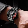 Montres-bracelets Montres pour hommes Montres étanches Montre de voiture Rim Quartz Sports pour hommes Horloge Mens Spinning2444