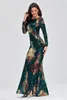 Special Occasion Dresses High Waist Long Sleeve Round Neck Backless Sequins Fishtail party Dress TW00023
