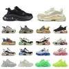 2022 Triple S Casual schoenen Sneakers Clear Sole Platform groot toenemende zwarte neon groene kristalontwerpers sport mode mannen vrouwen dames drievoudige parijen 17fw oude vader