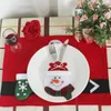 Christmas Decorations 1PC Tableware Holder Bag 2022 Snowman Elk Santa Claus Home Decoration Year Kitchen