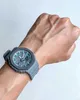 2100 Men's Sports Quartz Digital Watch Iced Out Watch Grey Double Starry Oak Series LED Automatic Hand Raise Light Waterproof World Time Full Function