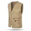 Men's Vests Large Size 4XL Men Casual Summer Cotton Vest Men's Sleeveless Cargo Jacket Multi Pocket Waistcoat Male Tactical Work