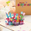 Greeting Cards 1PC 3D Birthday Cake -Up Postcards Valentine's Day Gifts Decoration With Envelope For Girl Kids Mother Friends