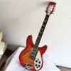 Semi-hool cherry sunburst body elektrische gitaar met tremolo brug rozenhout toetsenbord witte slagplaat kan worden aangepast