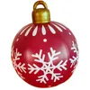 Decoração de natal ao ar livre quintal bola pvc brinquedo inflável 60cm flocos de neve vermelhos listra treliça impressão decoração de natal 2022 natal or5419207
