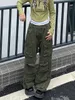 Pantalons pour femmes S Y2K Mode Blanc Baggy Cargo Arrivées Poches 3D Patchées Bas décontractés Streetwear Stretchy Loose Fit Pantalon évasé 221011