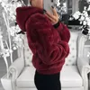 Kvinnors päls 2022 vinter faux kappa kvinnor nalle varma utkläder kläder huva beskurna jackor fasta rockar fluffiga fleece