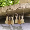 Dingle örhängen bohemiskt etniskt trä för kvinnor geometriska ihåliga naturliga träpärlor vintage tofs örhängen smycken