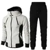 Menina de pista masculino Casual Men Zipper Jaqueta de duas peças Conjunto de outono Winter High Callor Hoodie Pant Sportswear Male Warm Tracksuit Tamanho SXL G221011